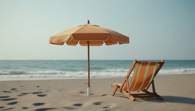 Beach umbrella and chair