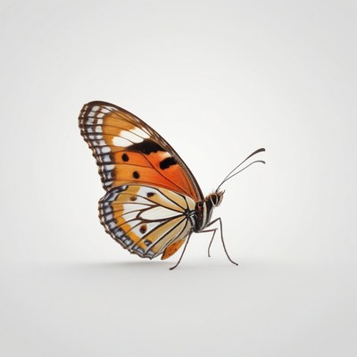 Orange butterfly on white background