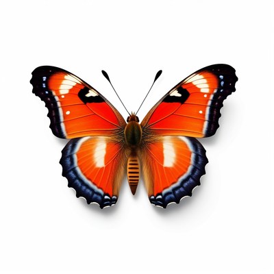 European peacock butterfly on white background