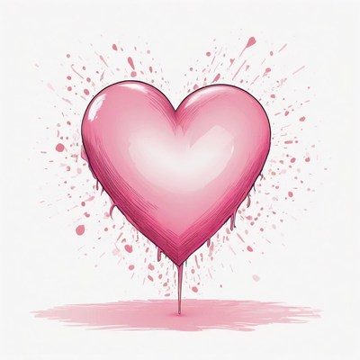 Pink heart with dripping paint
