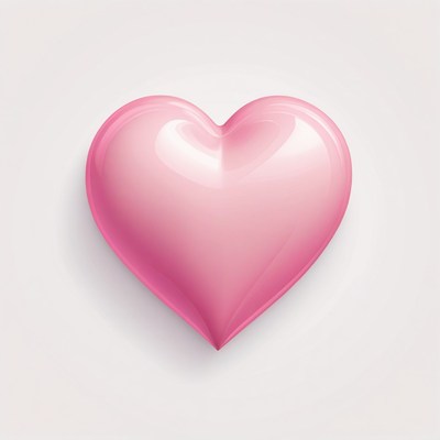 Pink heart on white background
