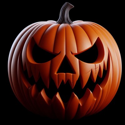 Carved pumpkin with evil grin