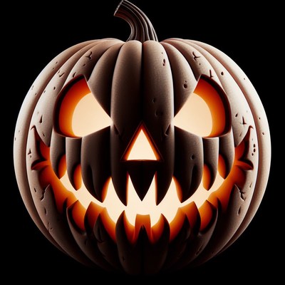 Carved jack-o-lantern with glowing face