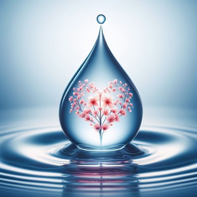 Water drop with cherry blossom