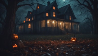 Haunted house on halloween night