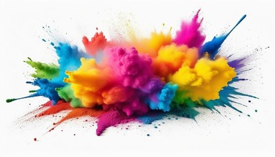 Colorful powder explosion on white background