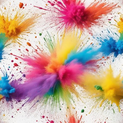 Colorful powder explosions on white background
