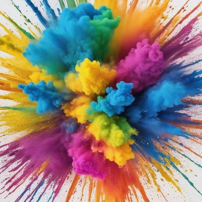 Colorful powder explosion