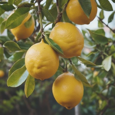 Ripe lemons on a branch