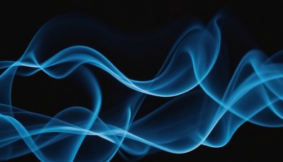 Blue smoke swirling on black background