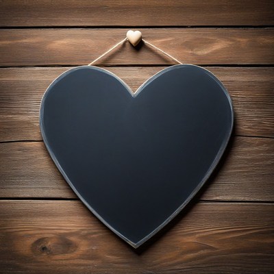 Heart-shaped chalkboard on wood