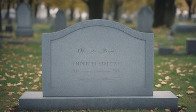 Gravestone in fall cemetery