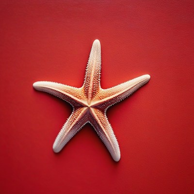 Starfish on red background