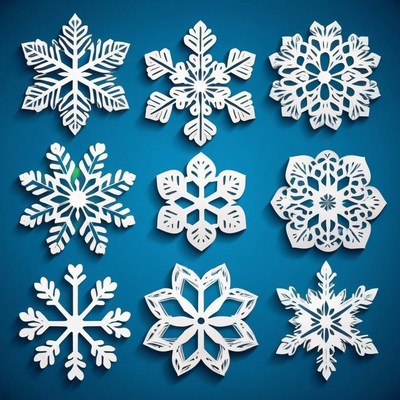 Nine paper snowflake designs