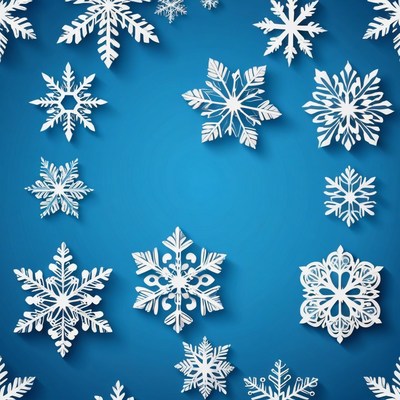 White snowflakes on blue background