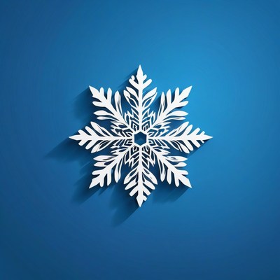 White snowflake on blue background