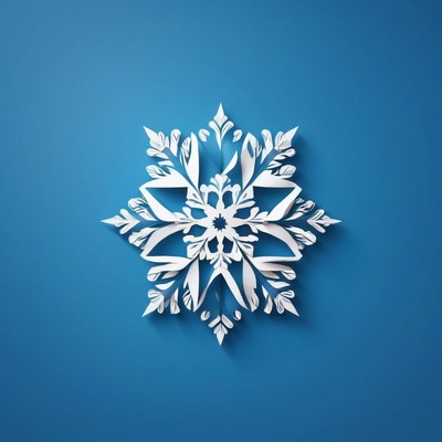 Paper snowflake on blue background