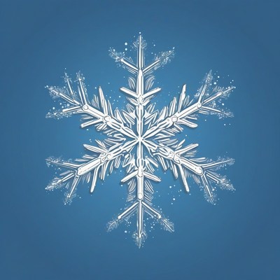 Single snowflake on blue background