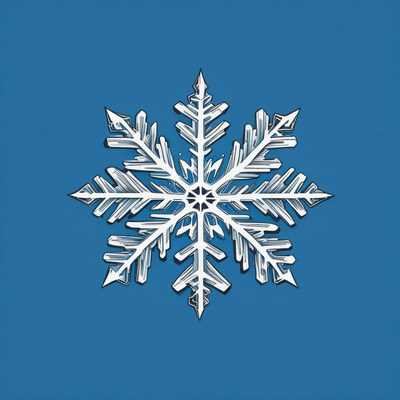 Detailed snowflake illustration on blue background
