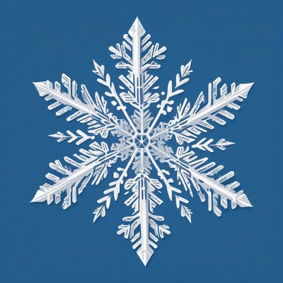 Intricate snowflake on blue background