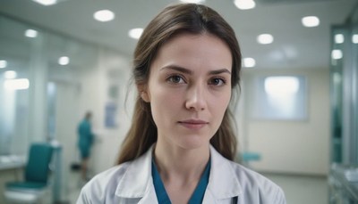 Female doctor in hospital corridor