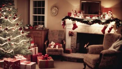 Christmas decorated living room