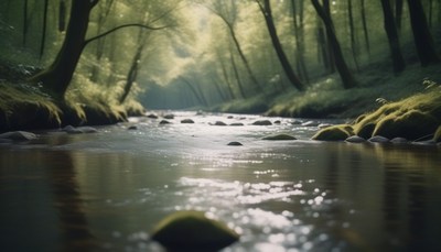 Forest stream flowing through rocks