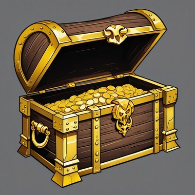 Open treasure chest filled with gold coins