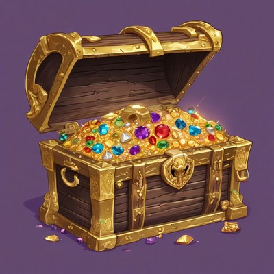 Open treasure chest with jewels