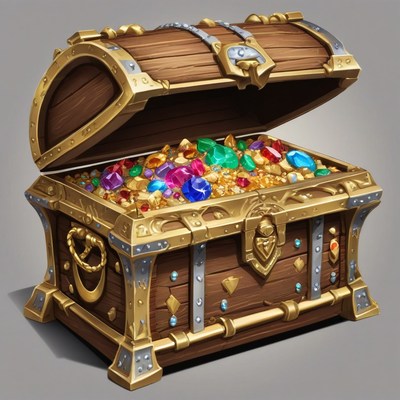 Open treasure chest with jewels