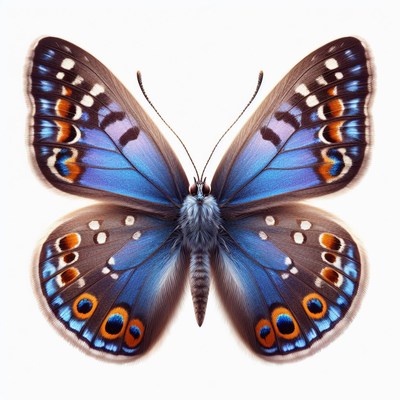 Blue butterfly with orange spots