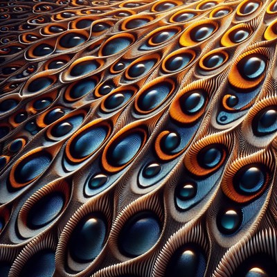 Abstract pattern with blue and orange circles