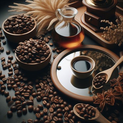 Coffee beans and brew