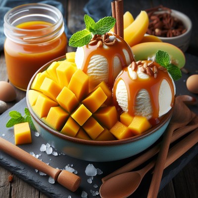 Mango and ice cream dessert