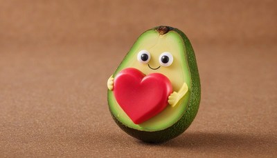 Avocado holding heart