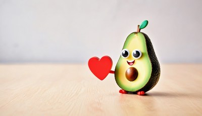 Avocado holding heart