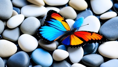 Butterfly on smooth stones
