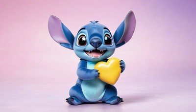Stitch holding yellow heart