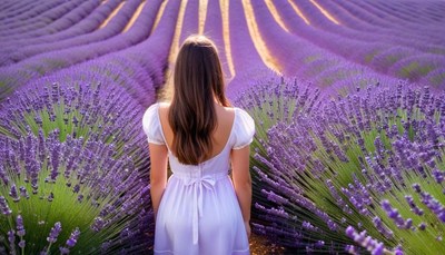 Woman in lavender field
