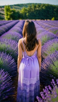 Woman in lavender field