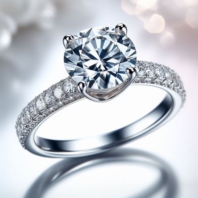 Diamond engagement ring with paved band