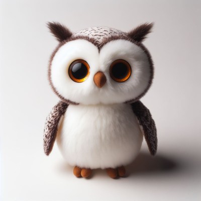 Plush owl toy on white background