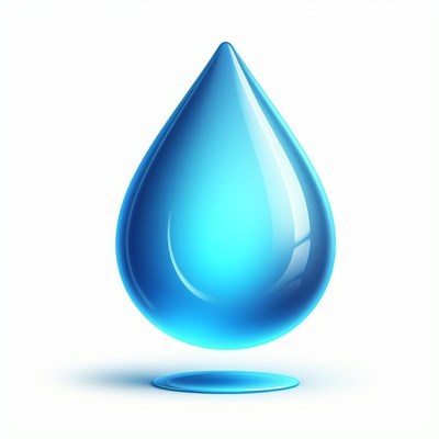 Blue water drop on white background