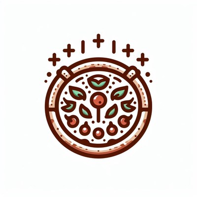 Circular design with berries and leaves