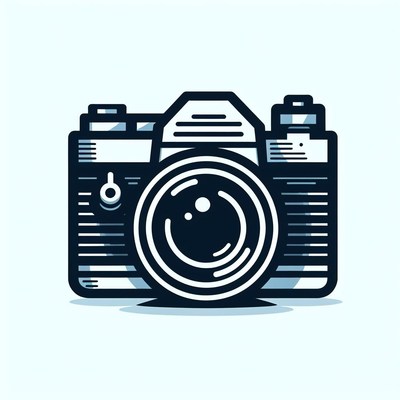 Black and white camera illustration