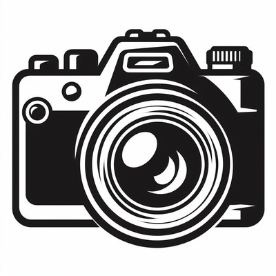 Black and white camera illustration