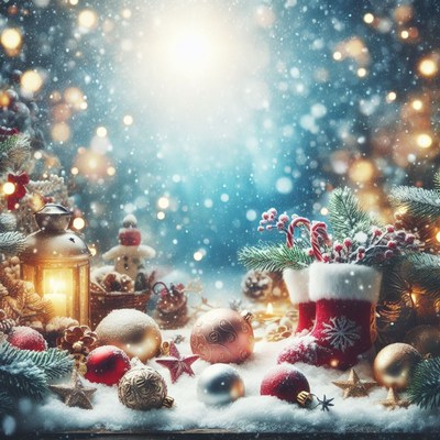 Snowy christmas decorations