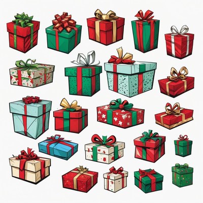 Colorful wrapped christmas presents