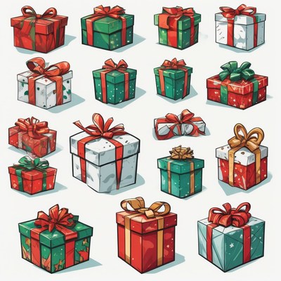 Colorful wrapped christmas presents