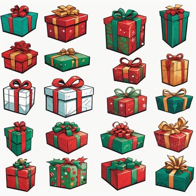 Cartoon christmas gift boxes